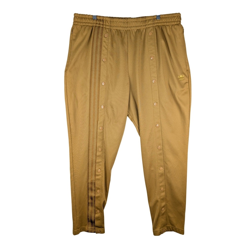 Adidas Ivy Park Track Pants Unisex XL Mesa Brown Snap Button 3-Stripe Sweatpants